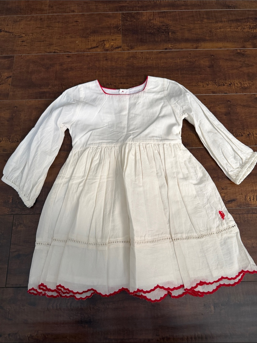 Well Dressed Wolf White Dress with Red Trim